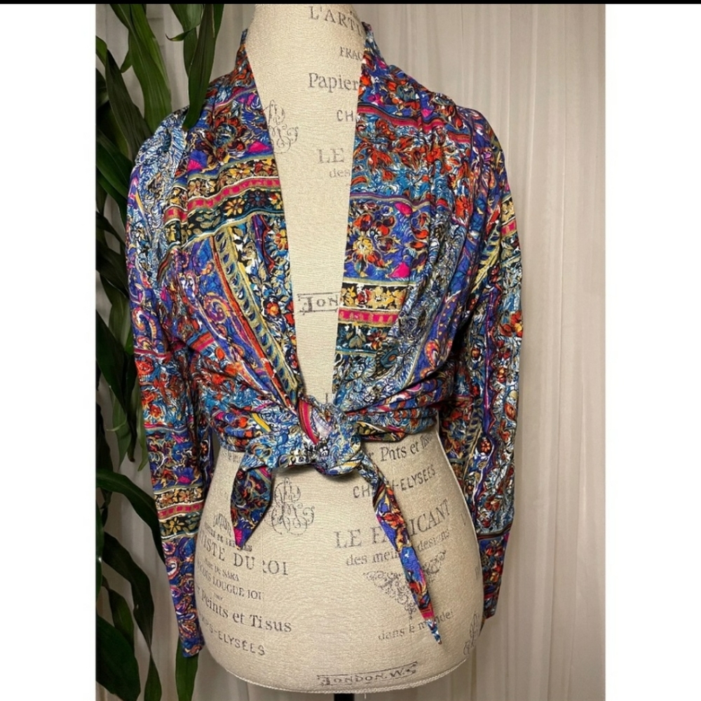Christine David, Beautiful blazer light jacket front button and ties upfront M - Picture 4 of 7